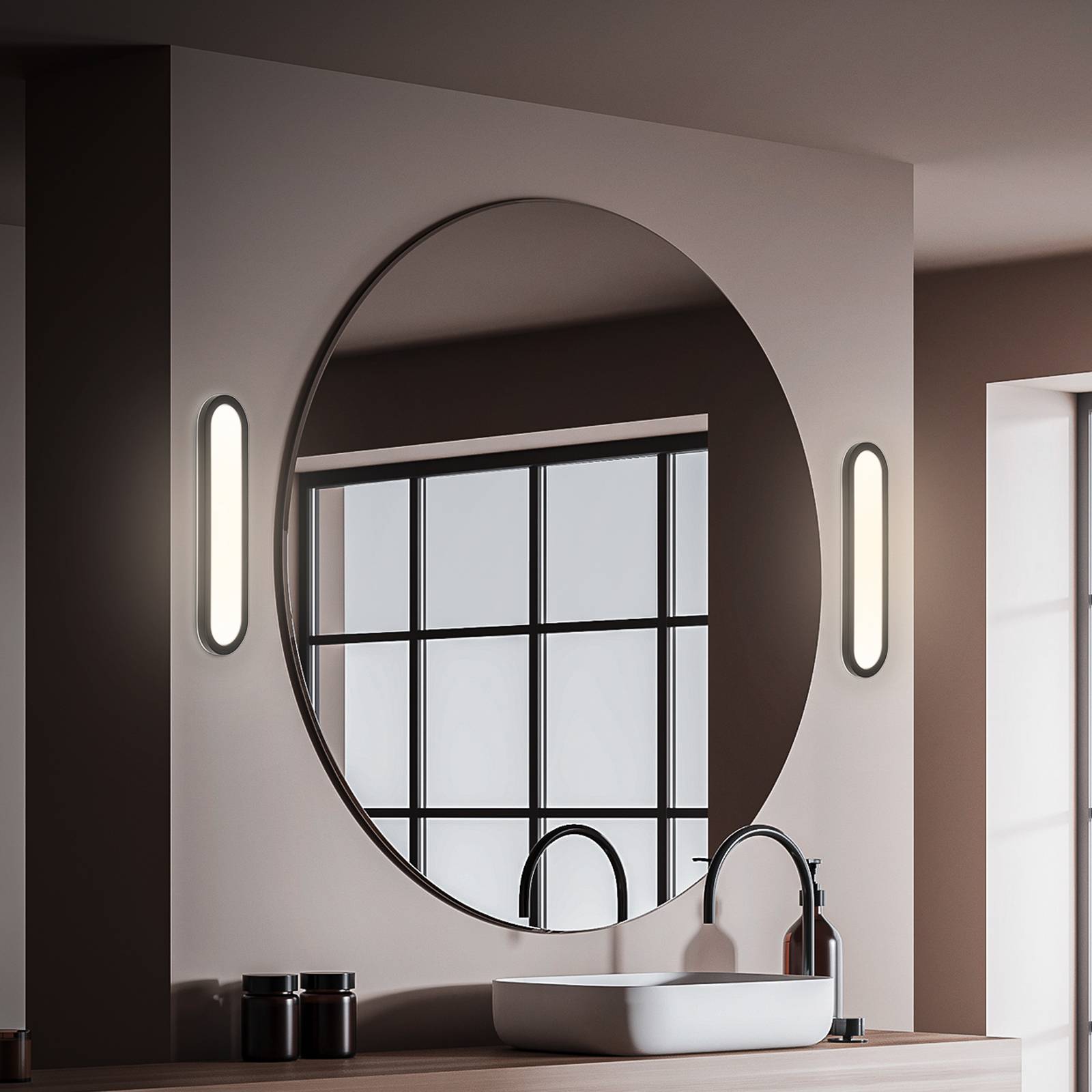 foto del prodotto briloner applique led per il bagno pil, nero, larghezza 35 cm, plastica