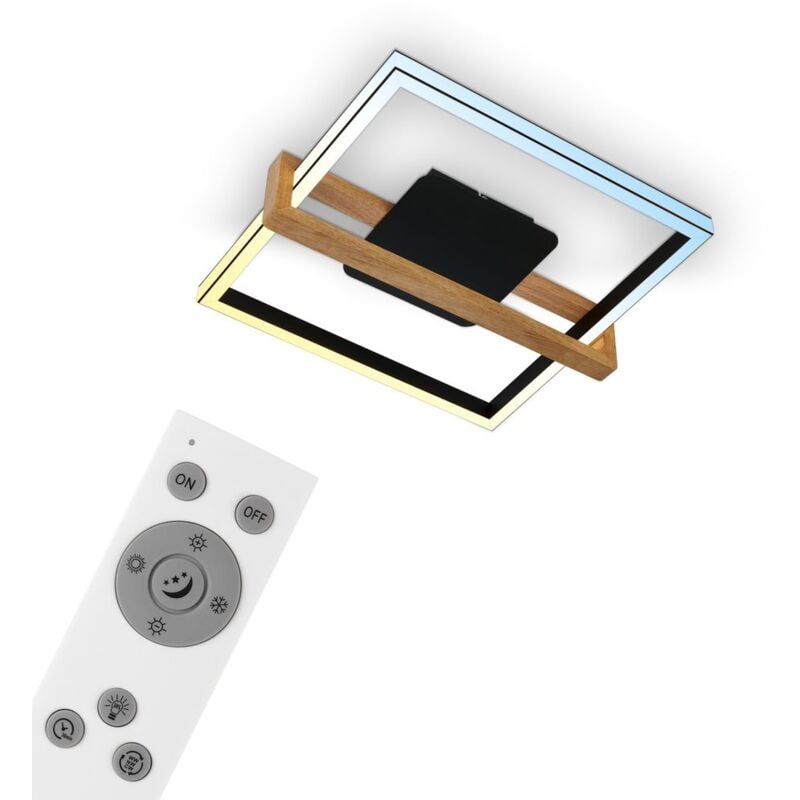 foto del prodotto briloner cct lampada da soffitto a led, nera, con legno, led 40w