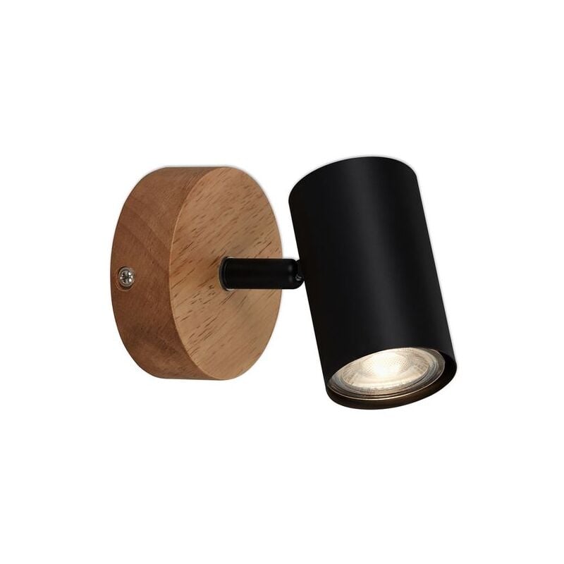 foto del prodotto briloner faretto da parete retr orientabile e girevole 1x gu10 35w nero legno