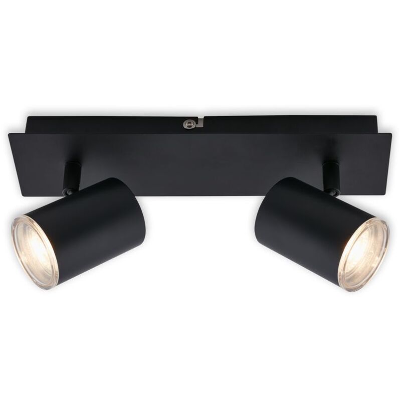 foto del prodotto briloner faretto da soffitto, luce da bagno, lampada da bagno, plafoniera, faretto girevole e inclinabile, 2x led gu10, ip44, nero, 290x99x112mm
