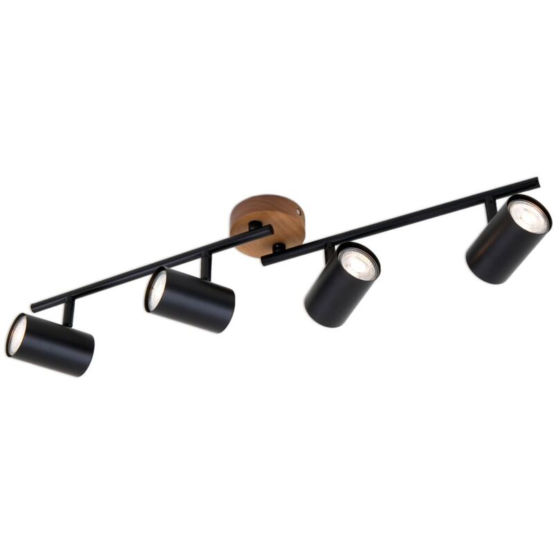 foto del prodotto briloner faretto da soffitto retr vintage orientabile e girevole 4x gu10 nero base in legno