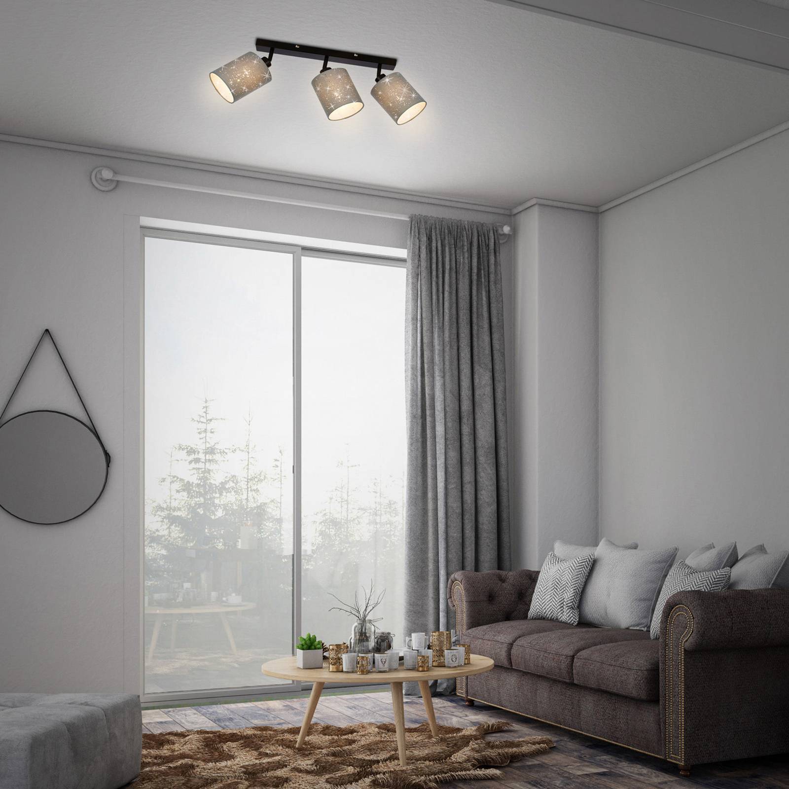 foto del prodotto briloner faretto da soffitto stofa, stelle, grigio, 3 luci