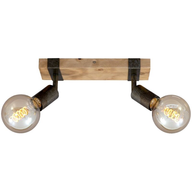 foto del prodotto briloner faretto lampada da soffitto orientabile 2xe27 metallo legno gunmetal 25w