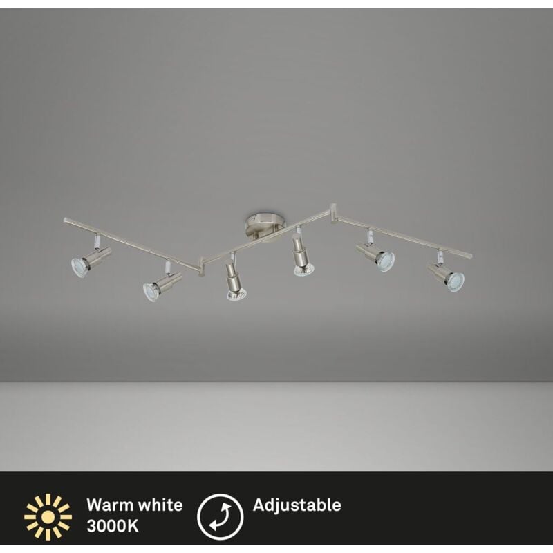 foto del prodotto briloner faretto led per soffitto orientabile e inclinabile 6xgu10 18w nichel opaco