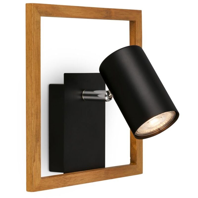 foto del prodotto briloner faretto, nero, con legno, escl. 1xgu10 max. 9w