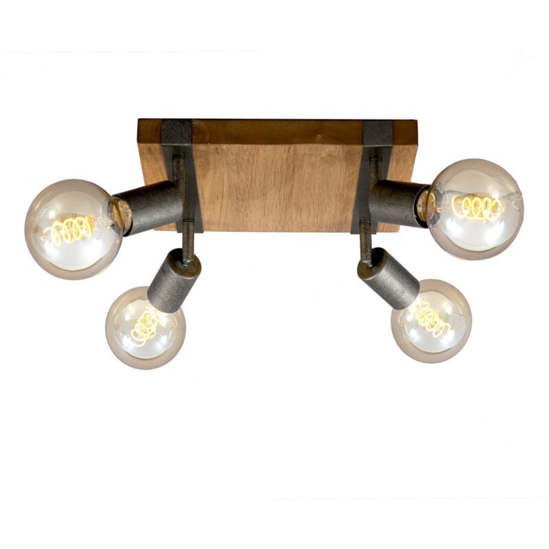 foto del prodotto briloner faretto orientabile e girevole 4x e27 metallo legno canna