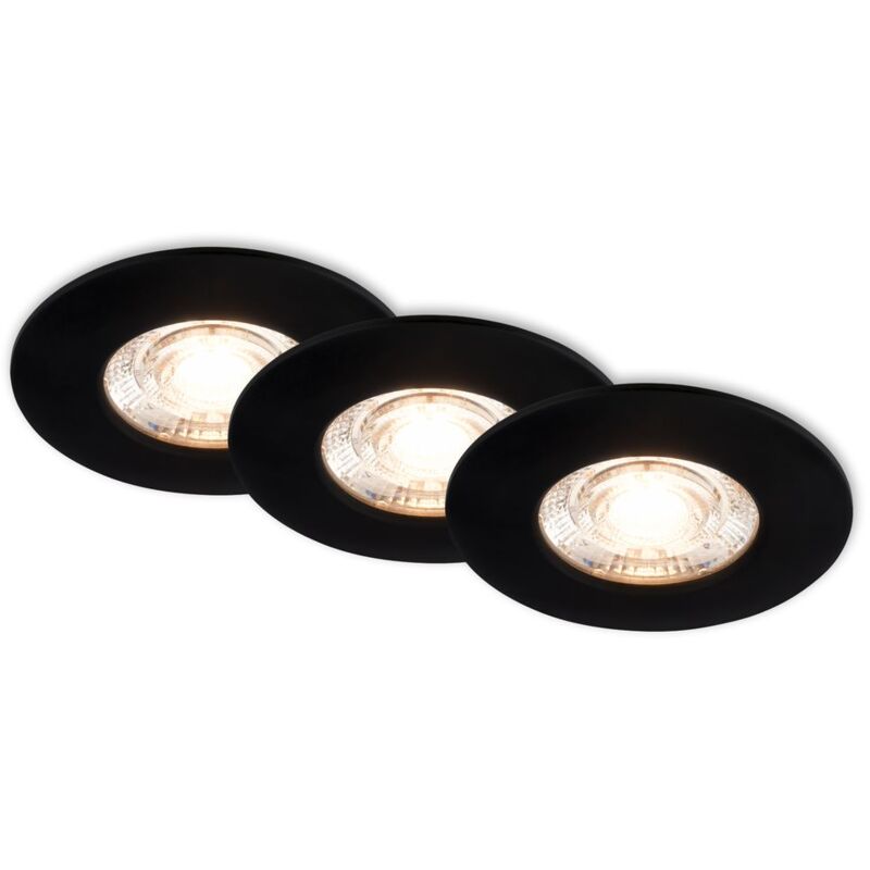 foto del prodotto briloner kulana mini led faretto da incasso per bagno, set da 3, protezione dagli spruzzi d acqua ip44, design piatto, luce bianca calda, nero, 6,5