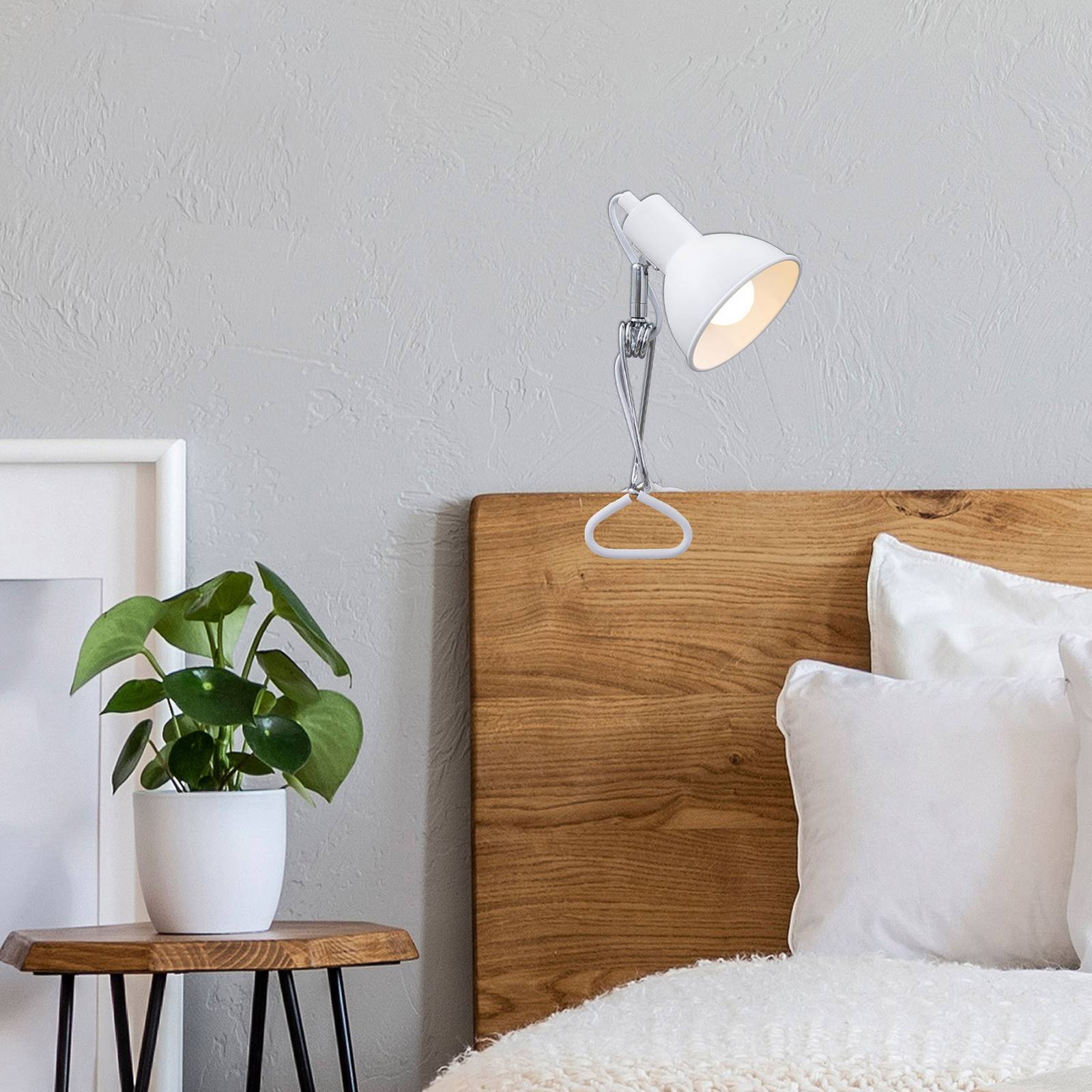 foto del prodotto briloner lampada con morsetto fix, paralume in metallo, bianco