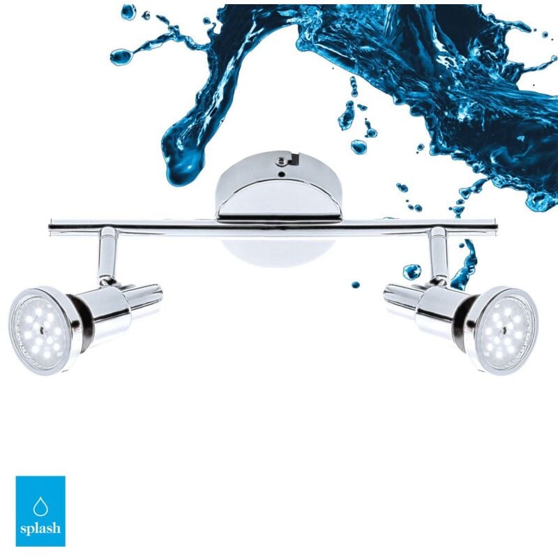 foto del prodotto briloner lampada da bagno a led faretto orientabile 2xgu10 da 4 w cromato ip44