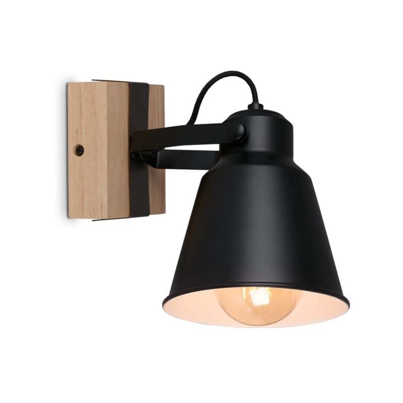 foto del prodotto briloner lampada da parete faretto da parete orientabile 1xe27 40w nero metallo legno