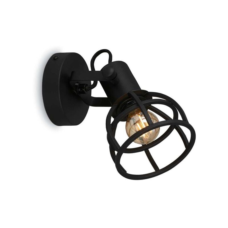 foto del prodotto briloner lampada da parete spot lampada retr paralume a griglia 1xe14 25w 11cm nero