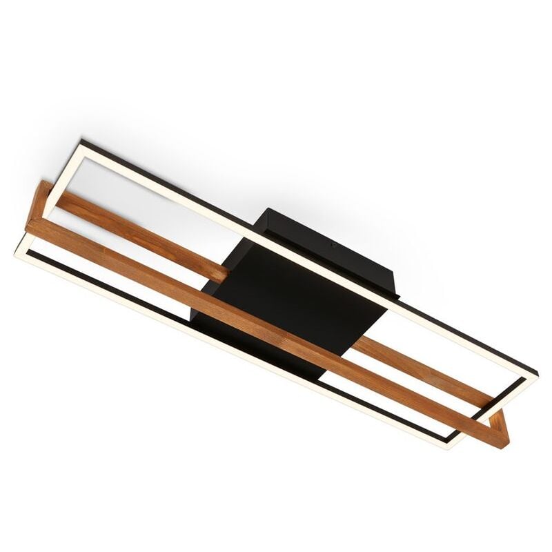 foto del prodotto briloner lampada da soffitto a led, nera, con legno, led 22w