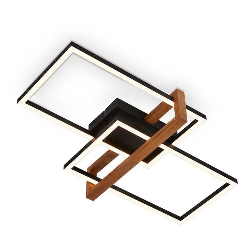 foto del prodotto briloner lampada da soffitto a led, nera, con legno, led 33w