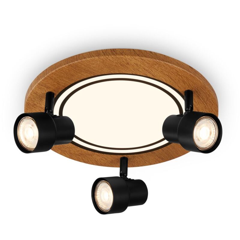 foto del prodotto briloner lampada da soffitto a led, nero colore legno, 3xgu10 led