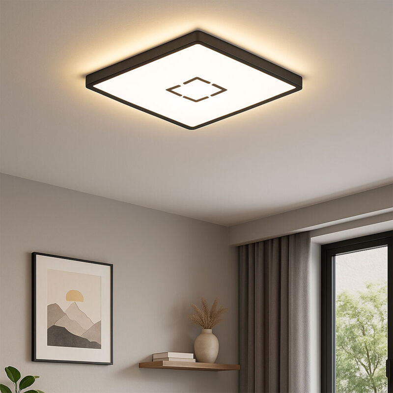 foto del prodotto briloner lampada da soffitto con retroilluminazione plafoniera a led nera lampada da soggiorno luce da corridoio piatta, retroilluminata, 18w