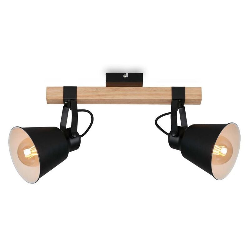foto del prodotto briloner lampada da soffitto faretto orientabile e27 40w nero metallo legno