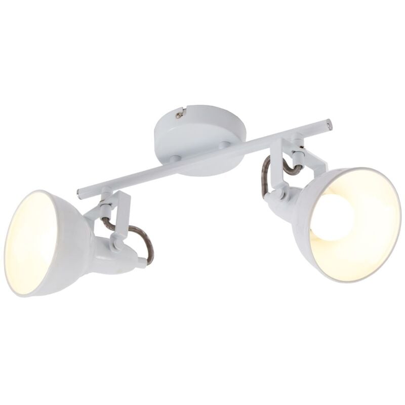 foto del prodotto briloner lampada da soffitto retr 2 faretti orientabili e inclinabili 2xe14 40w metallo bianco