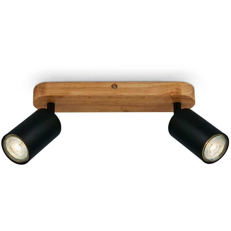 foto del prodotto briloner lampada da soffitto retr con legno, lampada da soffitto vintage a 2 lampade, 2x attacco gu10, spot led regolabile, spot da soffitto