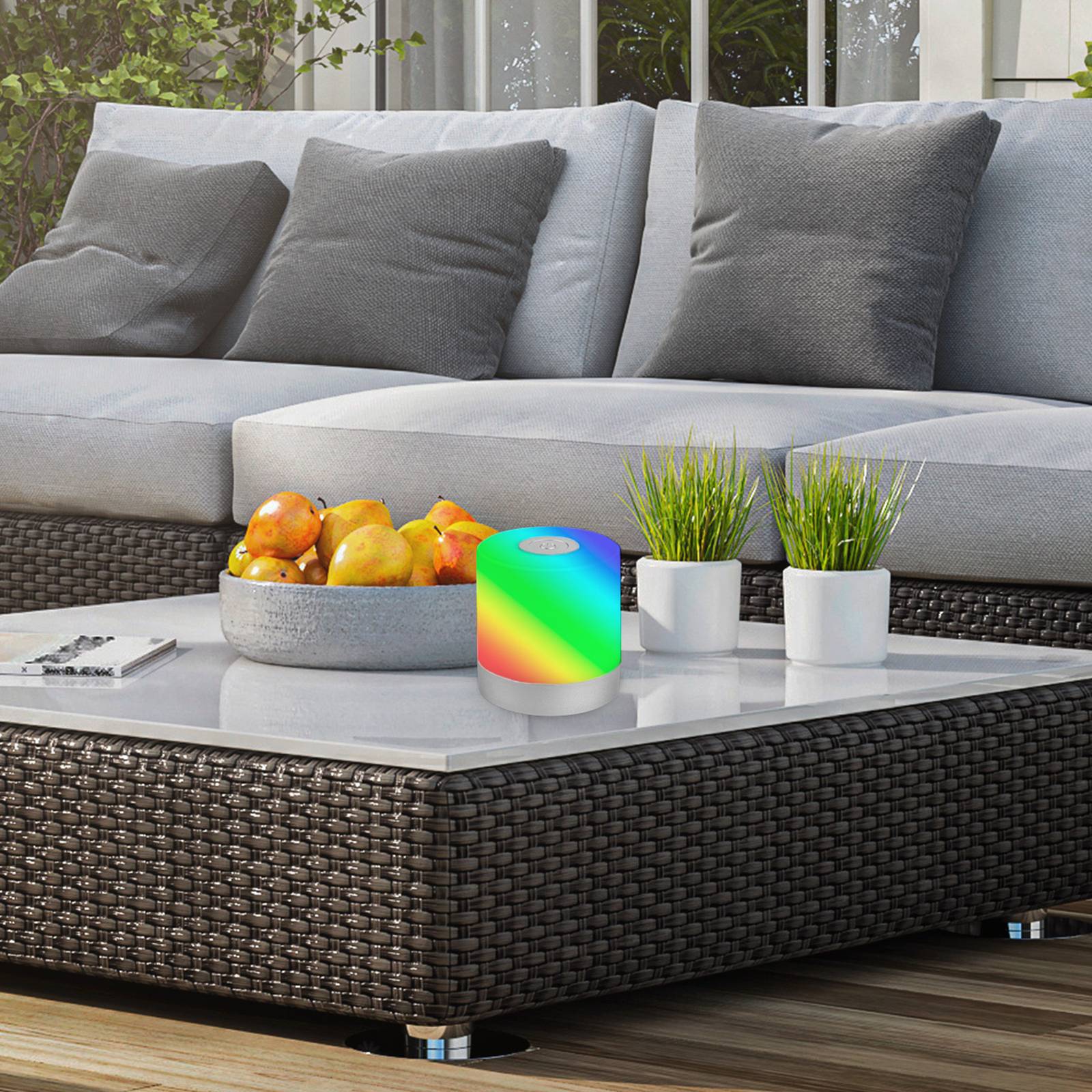 foto del prodotto briloner lampada da tavolo led smal, cromo, rgbw, plastica, 7 cm