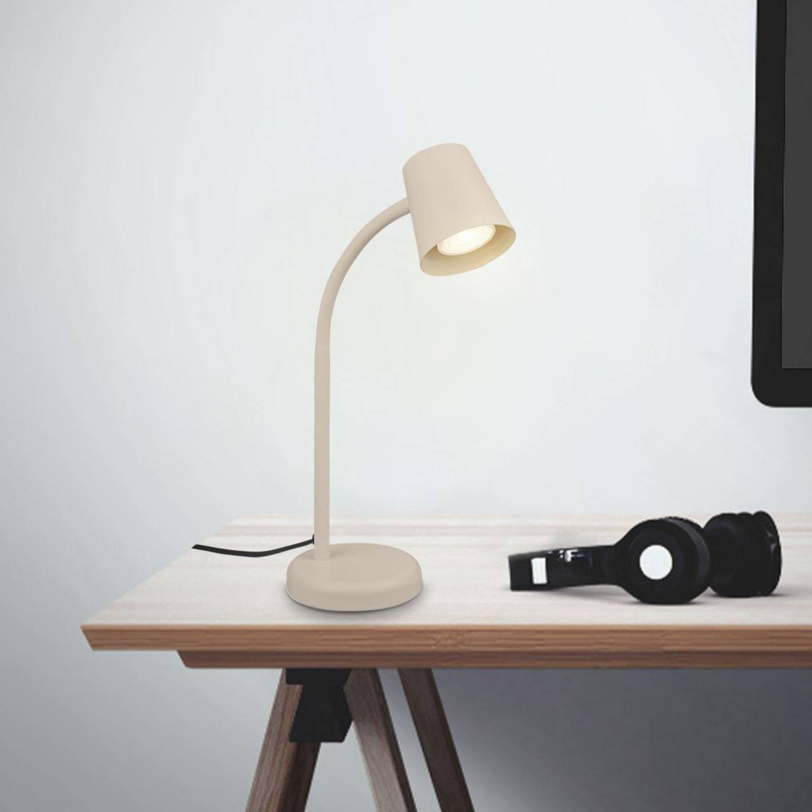 foto del prodotto briloner lampada da tavolo skriva, beige, metallo, gu10, 38 cm, orientabile