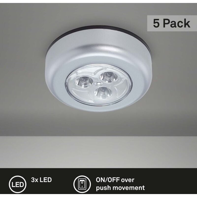 immagine 0 del prodotto briloner lampada touch a led, lampade da armadio 3x, batteria esclusa, autoadesiva, 6,8 cm