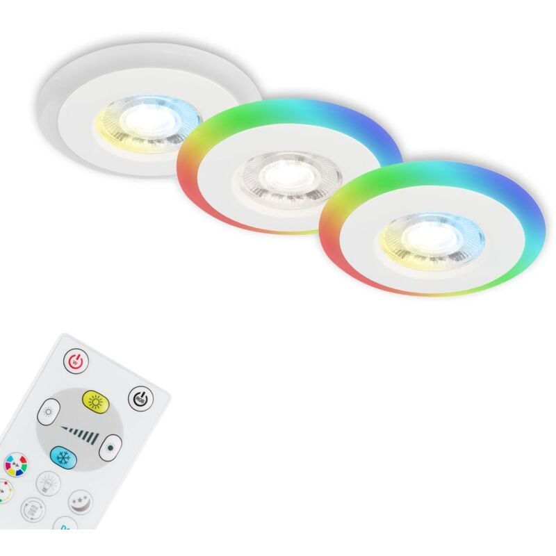 foto del prodotto briloner lampade da incasso a led cct anello luminoso rgb telecomando dimmerabile ip44 bianco