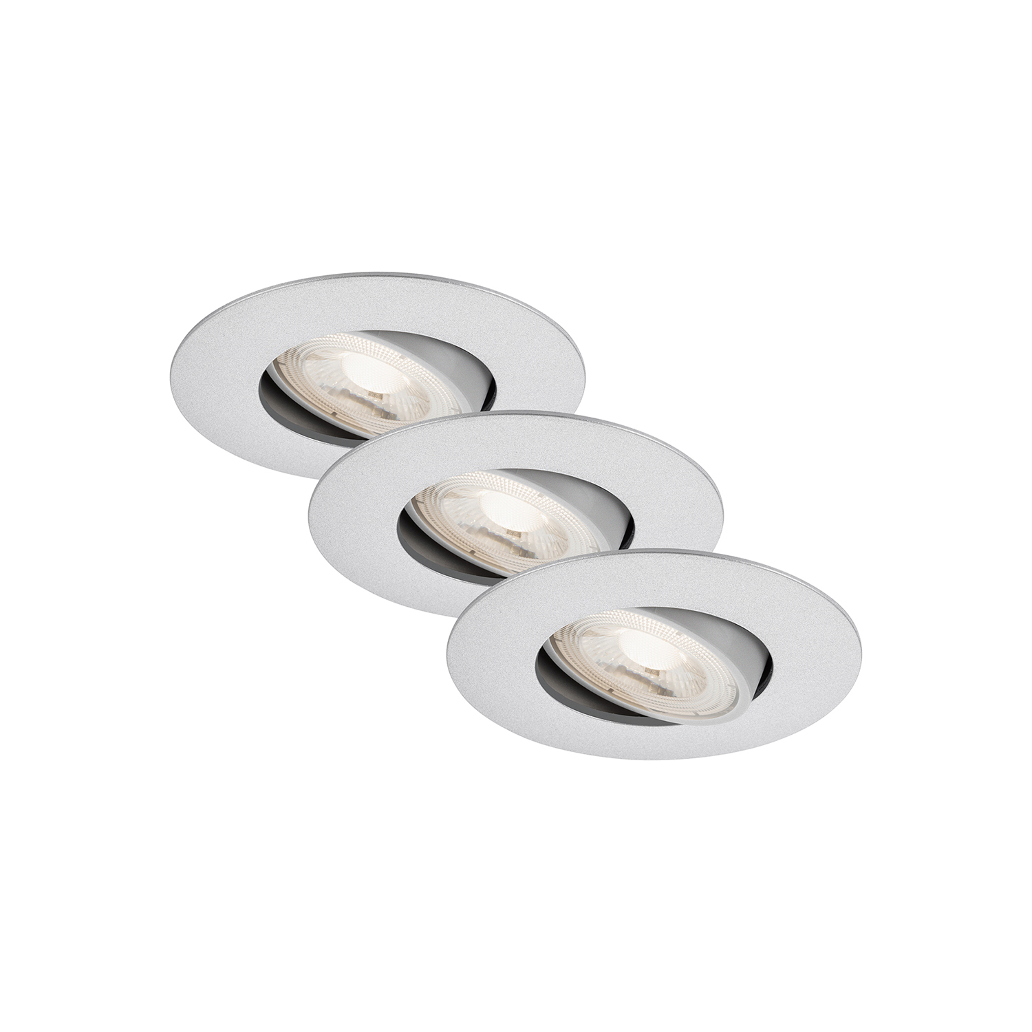 foto del prodotto briloner lampade da incasso a led orientabili, set da 3, 5 w, plastica argentata, 9 cm