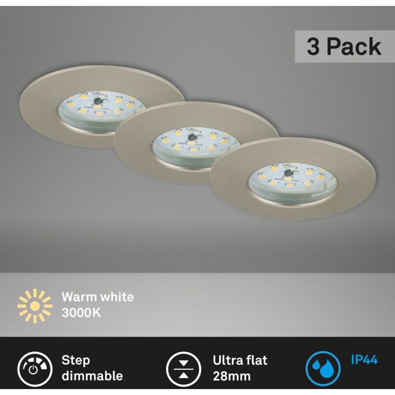 foto del prodotto briloner lampade da incasso a led orientabili, set da 3, 6,5 w, plastica argentata
