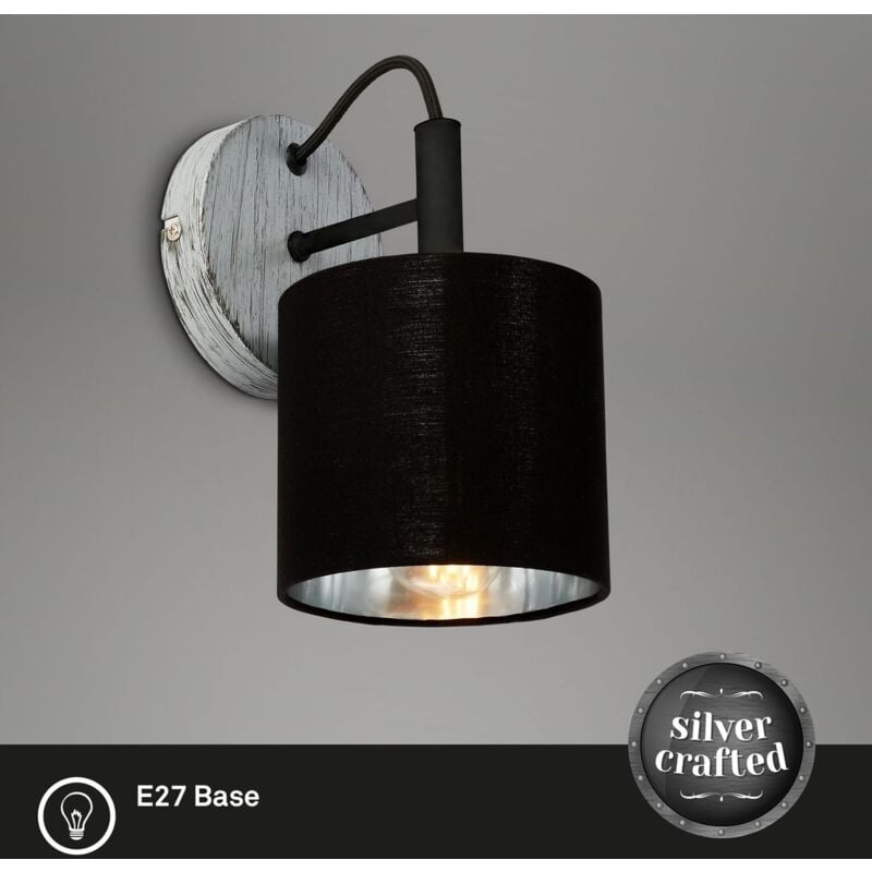 foto del prodotto briloner leuchten luri lampada da parete e soffitto 2737014 paralume in tessuto silver crafted 1 luce attacco e14 max. 25 watt 12 cm