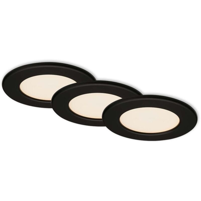 foto del prodotto briloner luci da incasso a led, set di 3 luci da incasso, plafoniere da 6 watt ciascuna, 650 lumen ciascuna, 3.000 kelvin, ip44, nero opaco,