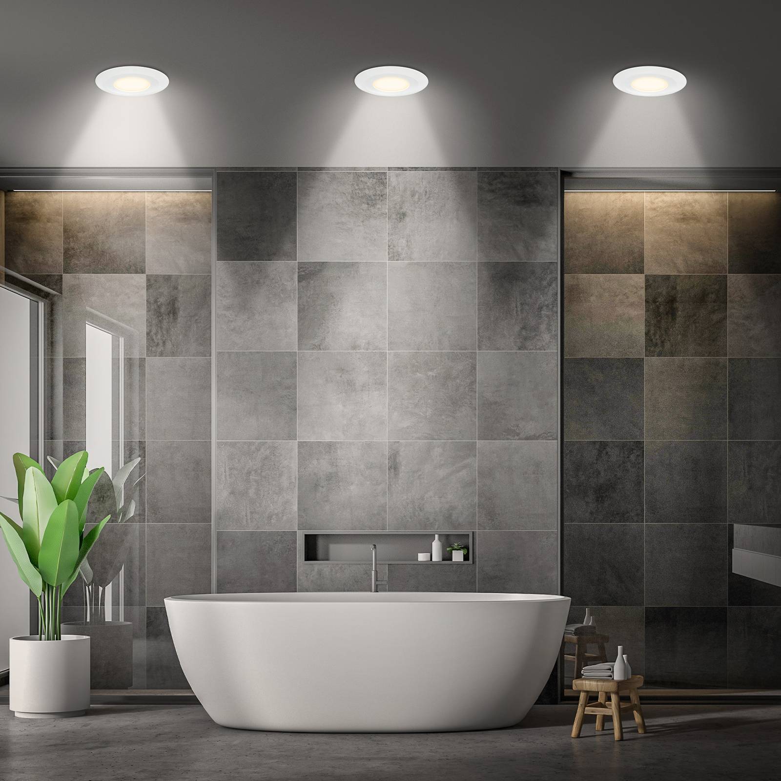 foto del prodotto briloner luci da incasso klira, bianco, 9 cm, ip44, set da 3