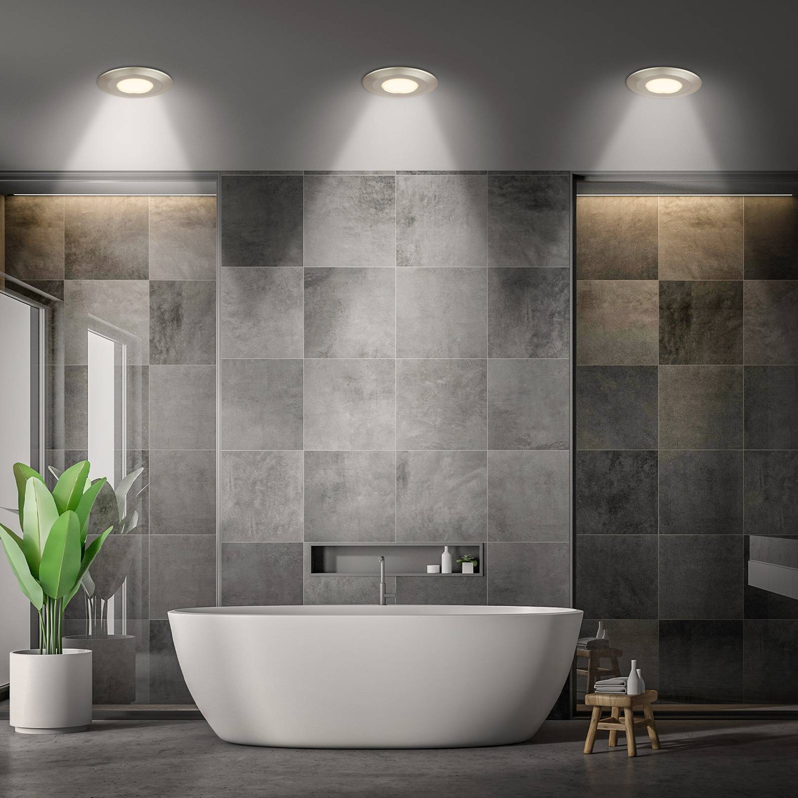 foto del prodotto briloner luci da incasso klira, nichel opaco, 9 cm, ip44, 3 unità