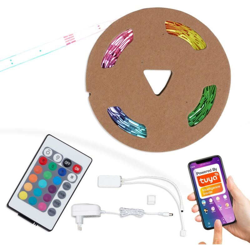 foto del prodotto briloner nastro led smart wifi 5 metri rgb autoadesivo accorciabile bianco plastica
