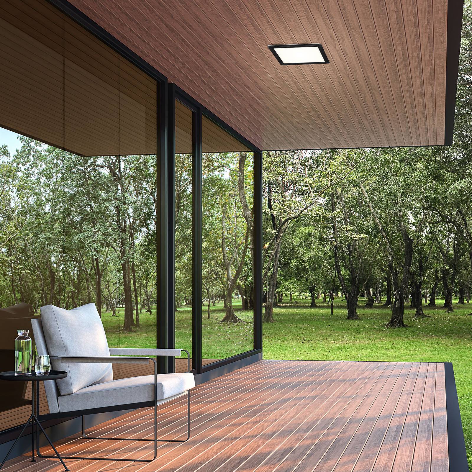 foto del prodotto briloner pannello led frankfurt angolare 19x19cm ip44 nero