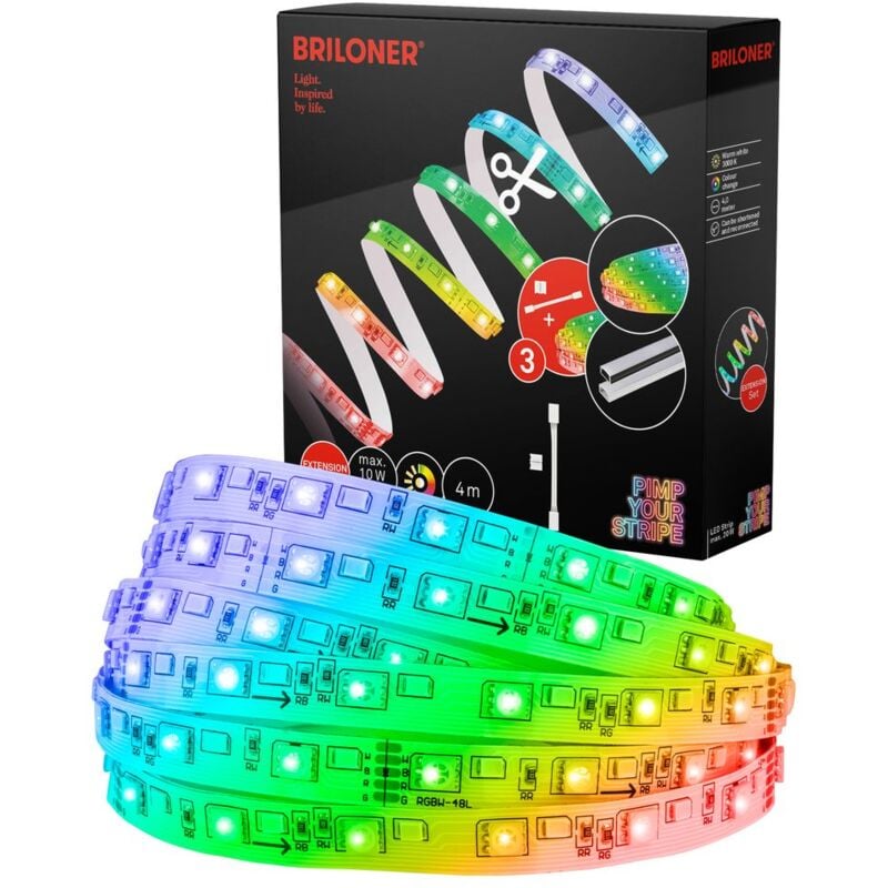foto del prodotto briloner pimp your stripe set di espansione led strip 4 m, rgb w, programmi di colore