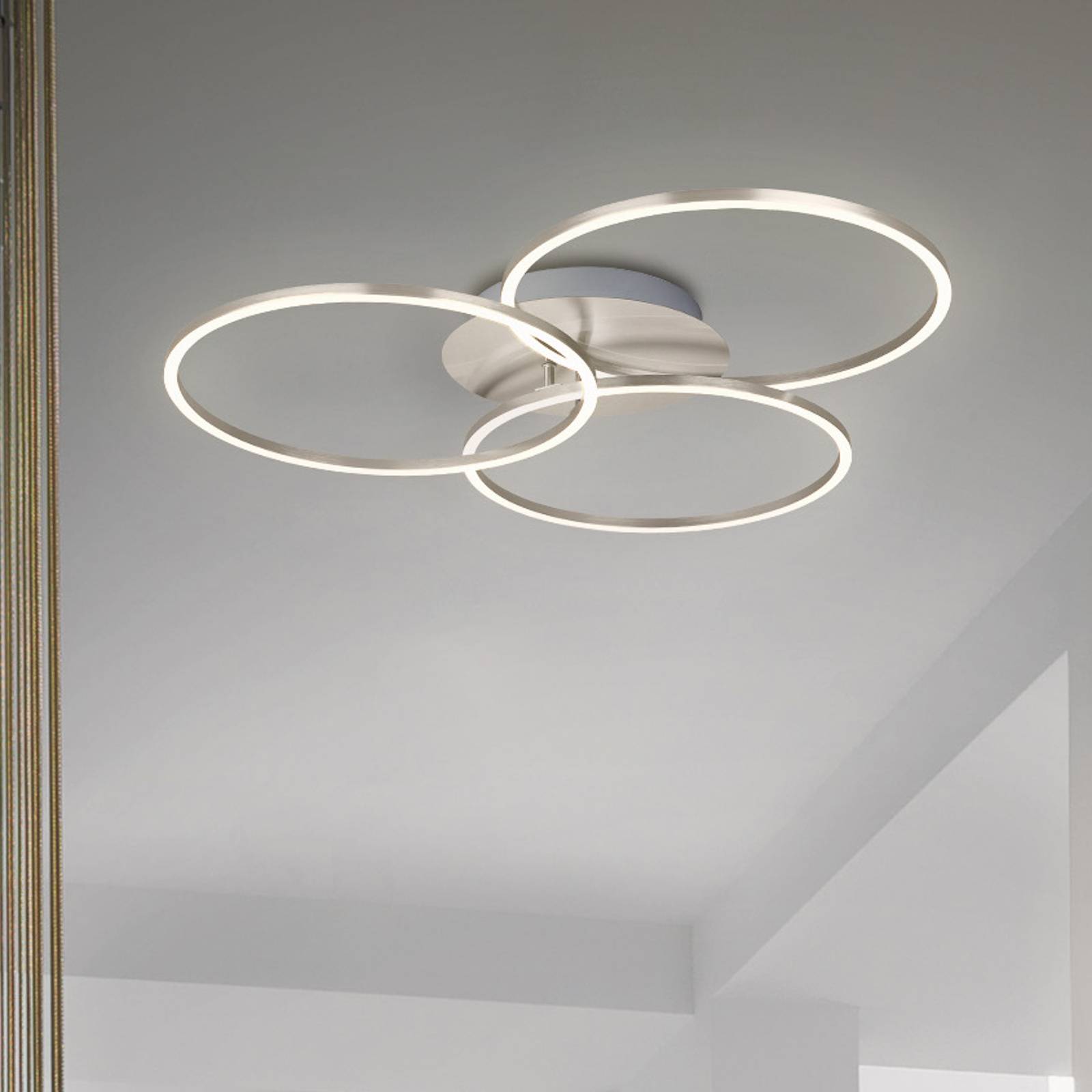 foto del prodotto briloner plafoniera frame ring switch dim nichel 3 luci