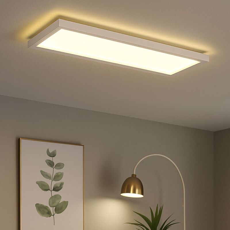 foto del prodotto briloner plafoniera led bianca da soggiorno pannello angolare da soffitto con retroilluminazione, retroilluminazione, 22w 3000lm bianco caldo,