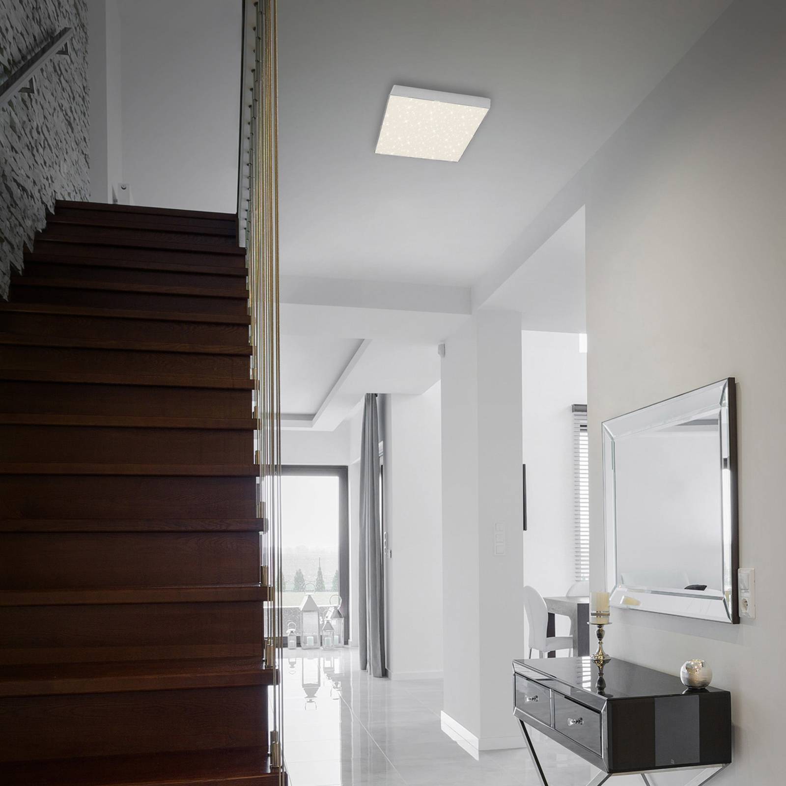 foto del prodotto briloner plafoniera led flame star, 21,2 x 21,2 cm argento