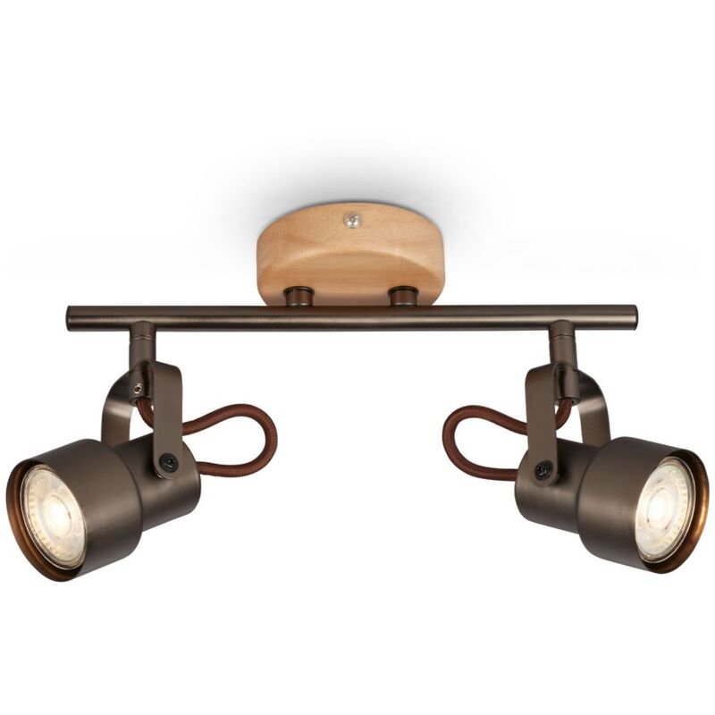 foto del prodotto briloner plafoniera led retr con legno, plafoniera a 2 luci vintage, temperatura di colore bianco caldo, spot led regolabile, spot rustico a