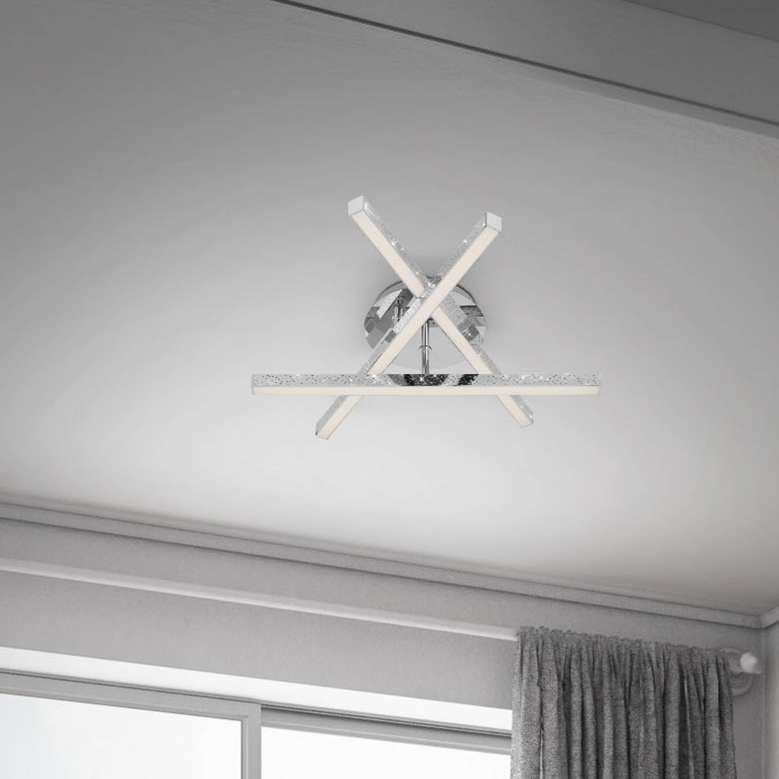 foto del prodotto briloner plafoniera rey, effetto glitter, 3 luci, cromo