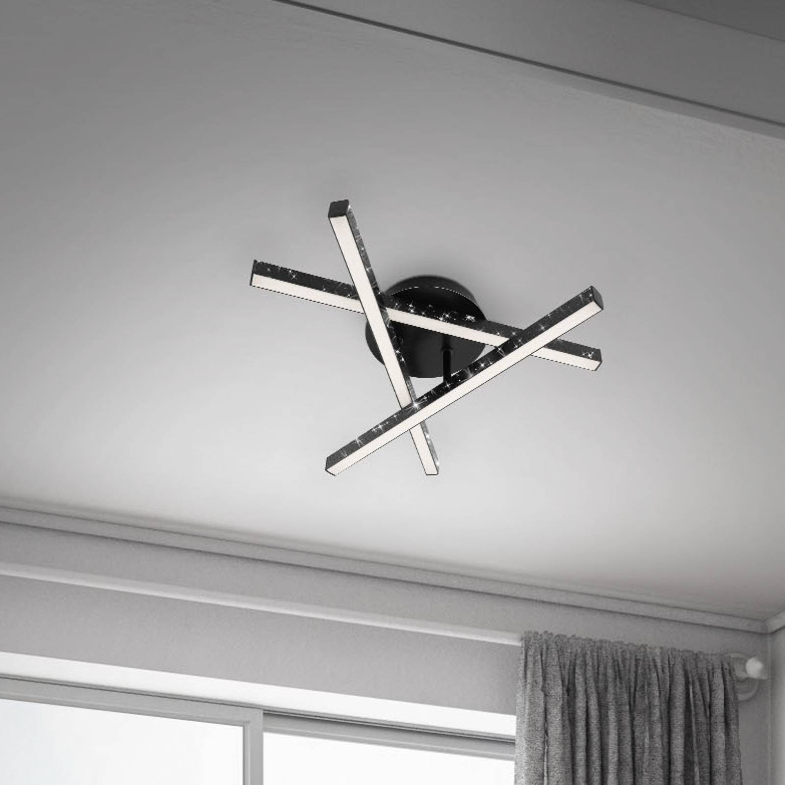 foto del prodotto briloner plafoniera rey, effetto glitter, 3 luci, nero