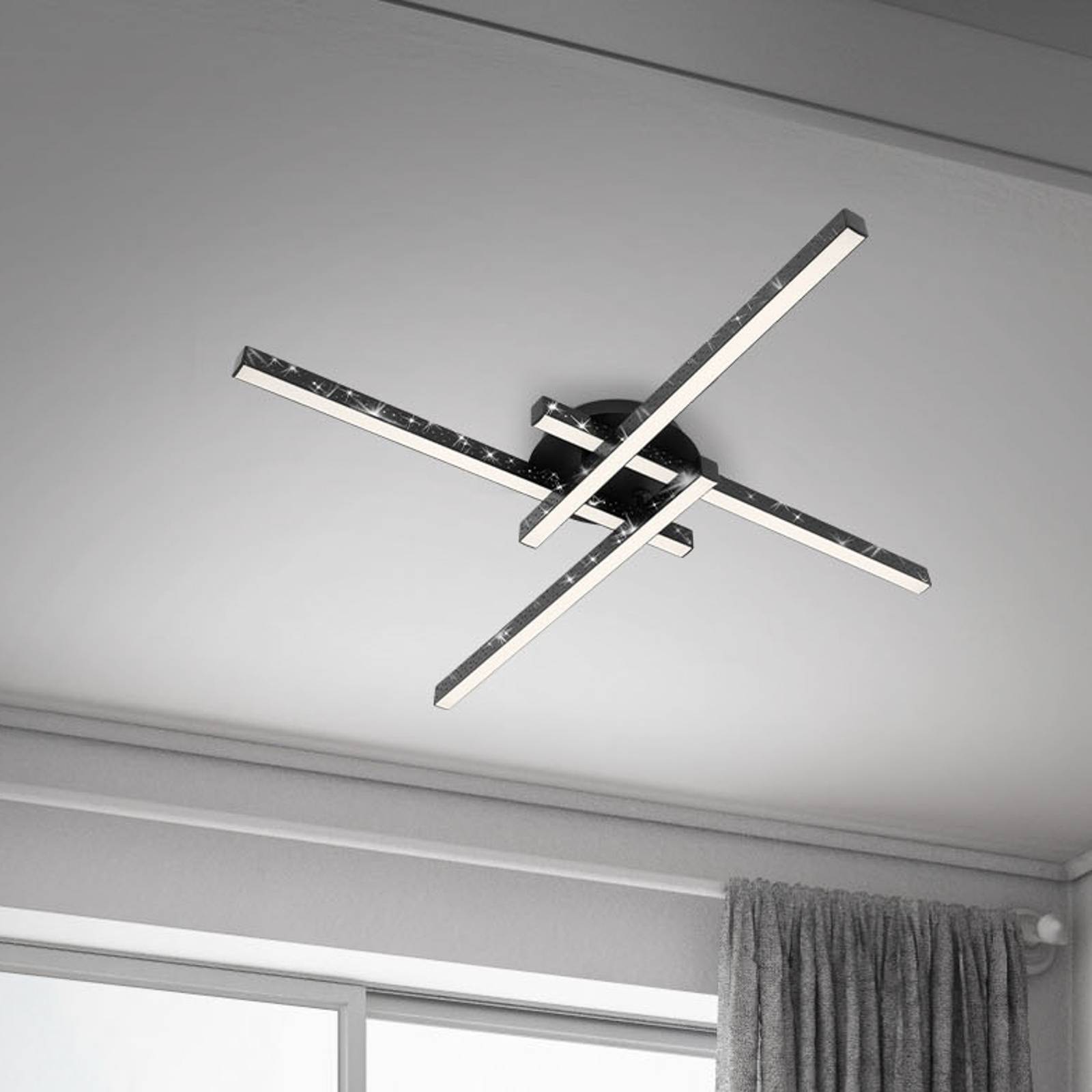 foto del prodotto briloner plafoniera rey, effetto glitter, 4 luci, nero