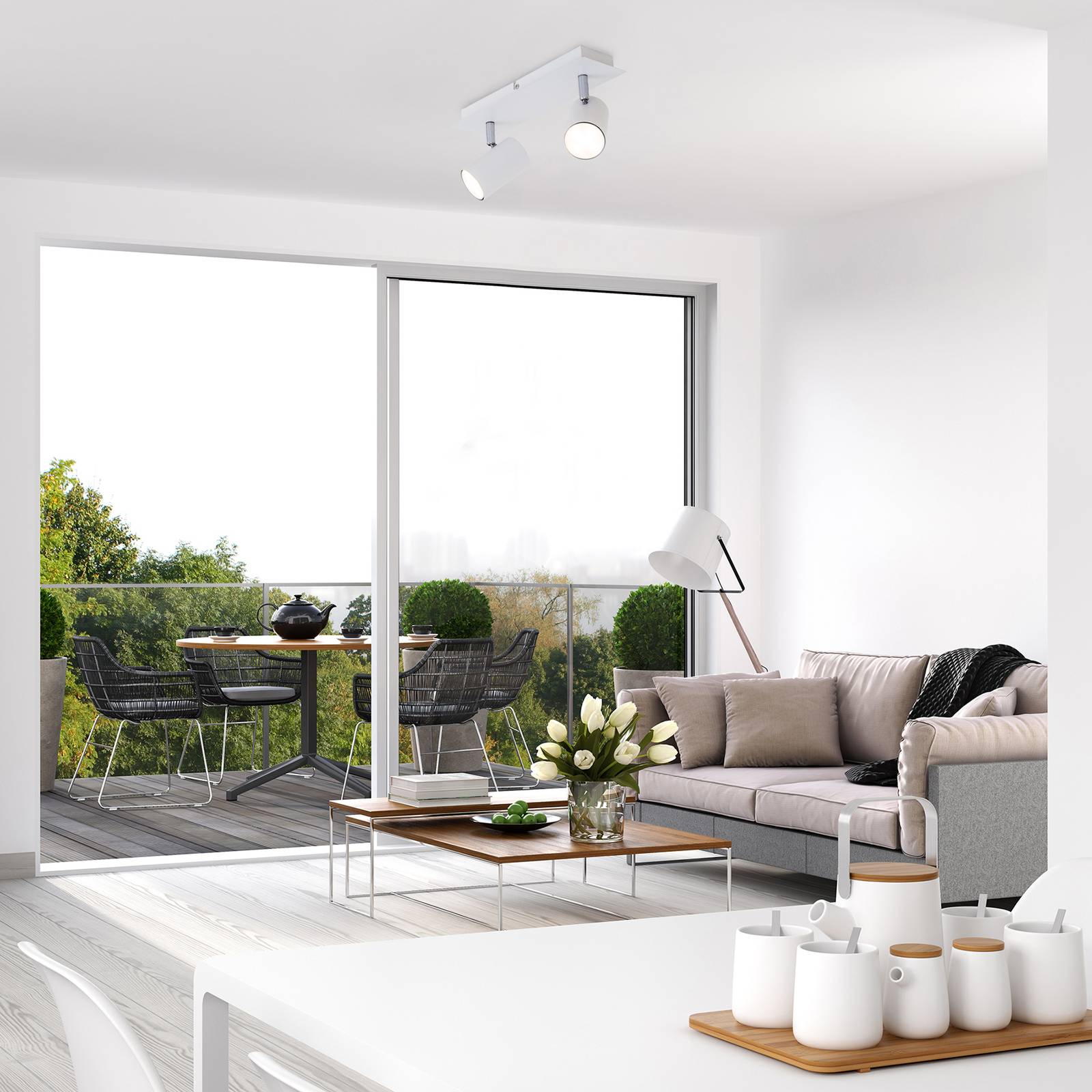 foto del prodotto briloner plafoniera rune, orientabile, a 2 luci, bianca