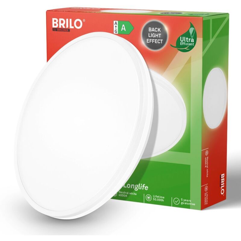 foto del prodotto briloner pulap a eek a lampada da soffitto a led, eek a, 50.000h luce, luce indiretta, luce bianca neutra, bianco, 33 x 6 cm