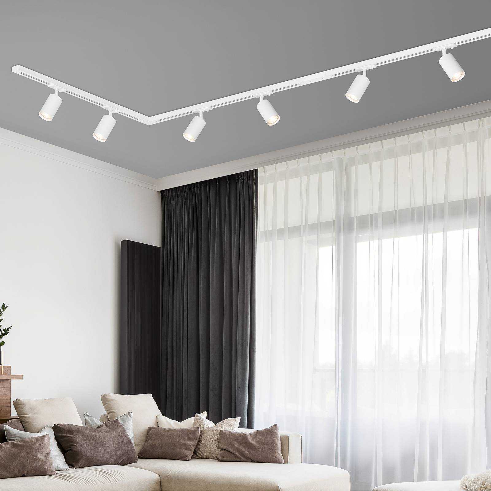 foto del prodotto briloner rail sistema a binario 230 v, bianco, 6 faretti 2,25 m connettore angolare