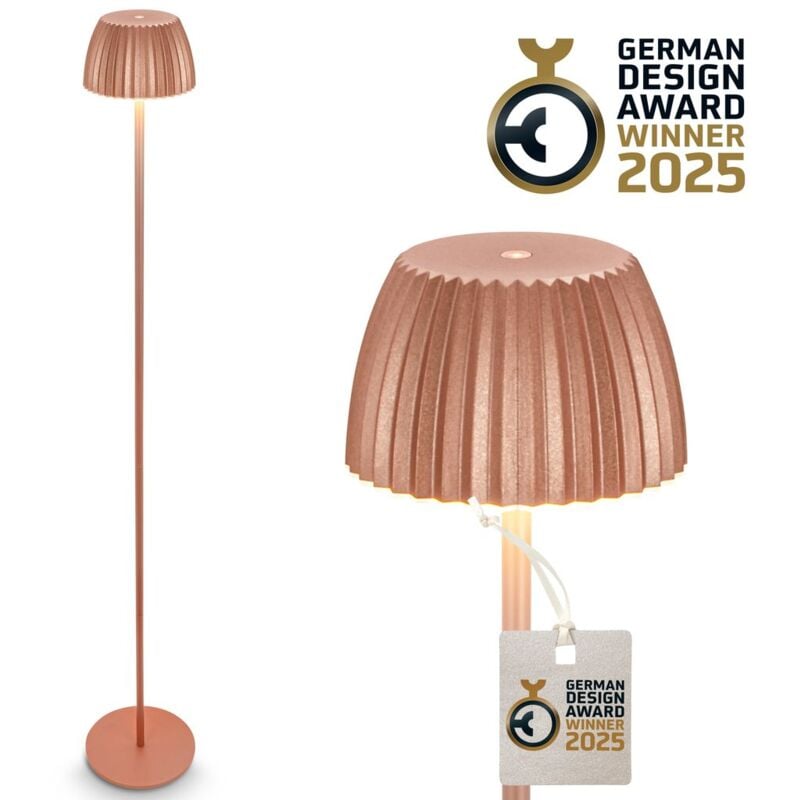 foto del prodotto briloner riffle lampada da terra senza fili ip44, dimmerabile, touch, batteria ricaricabile, vincitrice del german design award 2025, color rame, 19
