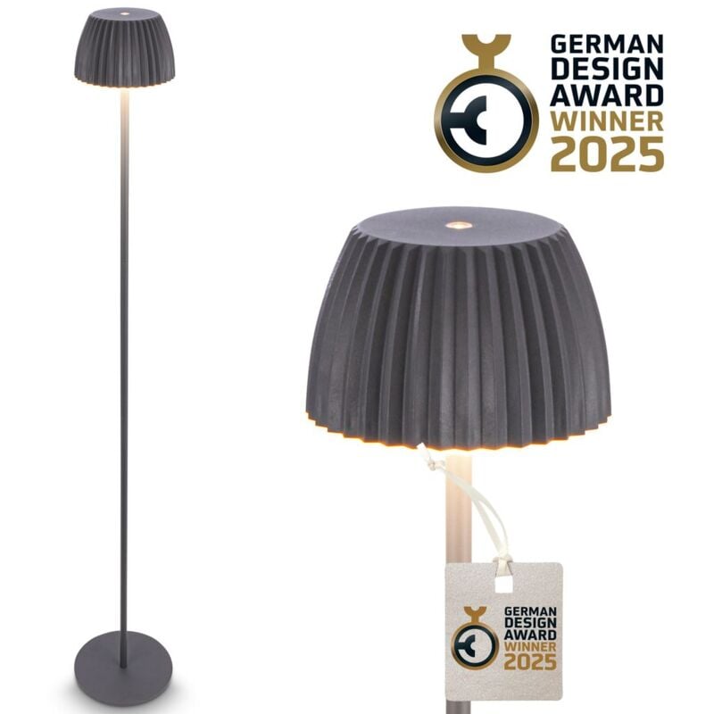 foto del prodotto briloner riffle lampada da terra senza fili ip44, dimmerabile, touch, batteria, vincitrice del german design award 2025, antracite, 19 x 124 cm