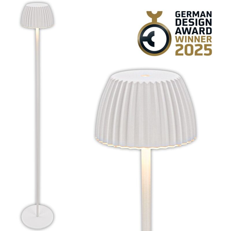 foto del prodotto briloner riffle lampada da terra senza fili ip44, dimmerabile, touch, batteria, vincitrice del german design award 2025, bianca, 19 x 124 cm