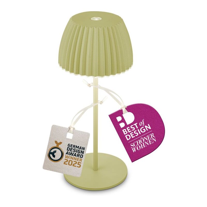 foto del prodotto briloner riffle mini lampada da tavolo led senza fili ip44, dimmerabile, touch, batteria ricaricabile, vincitrice del german design award 2025,