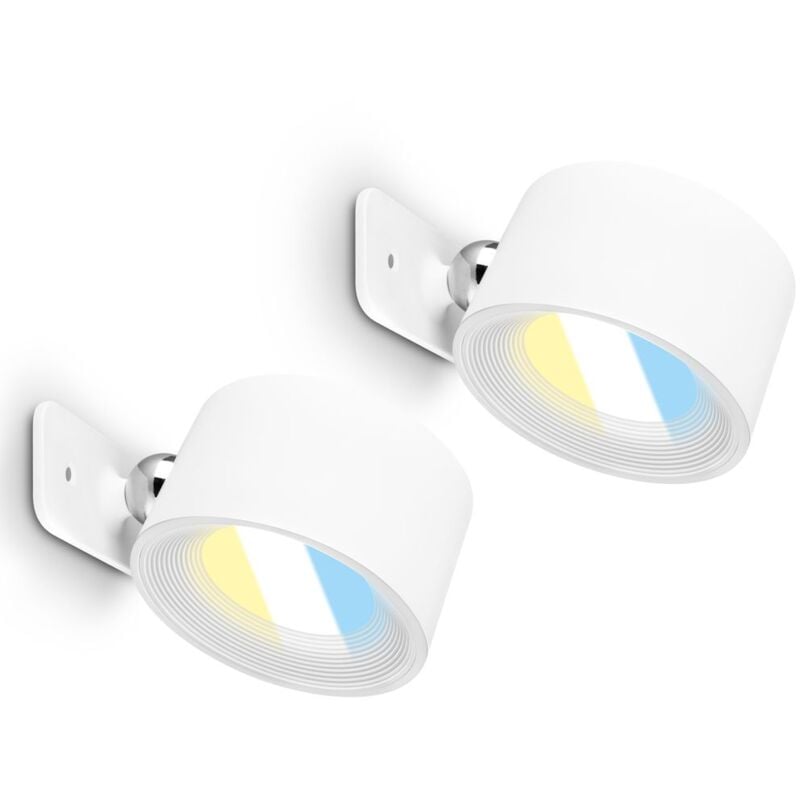 foto del prodotto briloner set di 2 applique tari senza collegamento alla corrente, dimmerabili, touch, orientabili, rimovibili magneticamente, bianco, 8,7 x 7,5 x